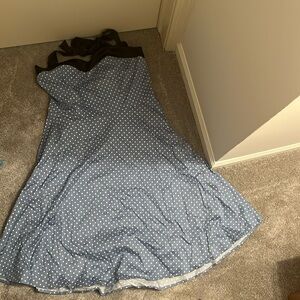 Dress Teller from Amazon, plus with white polka dots and black accents, XL